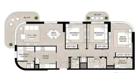 Plattegrond van 3 slaapkamers in Savannah