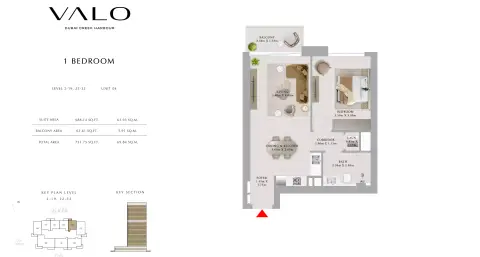 Plattegrond van 1 slaapkamer in Valo