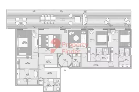 Plattegrond van 3 slaapkamers in Armani Beach Residences