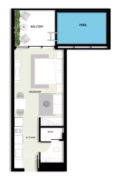Plattegrond van Studio in Samana Avenue