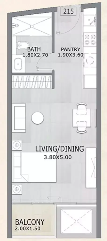 Plattegrond van Studio in Floarea Vista