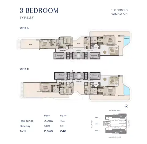 Plattegrond van 3 slaapkamers in Vitalia