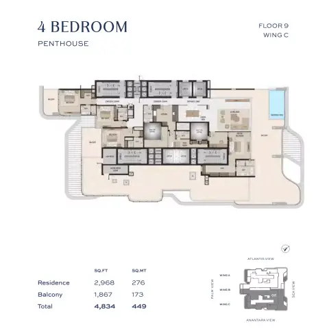 Plattegrond van 4 slaapkamers in Vitalia