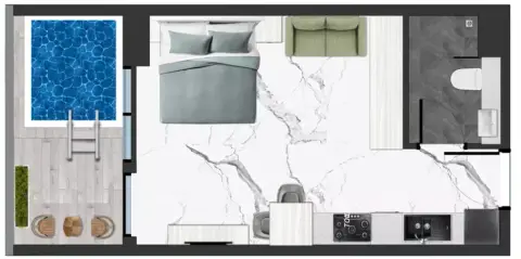 Plattegrond van Studio in IVY Gardens Phase 2 By Samana