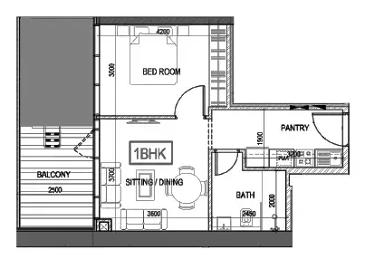 Plattegrond van 1 slaapkamer in IVY Gardens Phase 2 By Samana