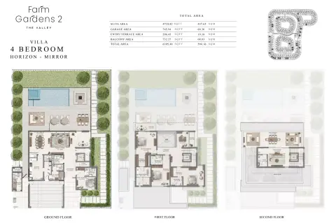 Plattegrond van 4 slaapkamers in Farm Gardens phase 2 By Emaar