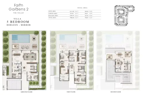Plattegrond van 5 slaapkamers in Farm Gardens phase 2 By Emaar