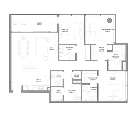 Plattegrond van 3 slaapkamers in Haven Bay By Metac