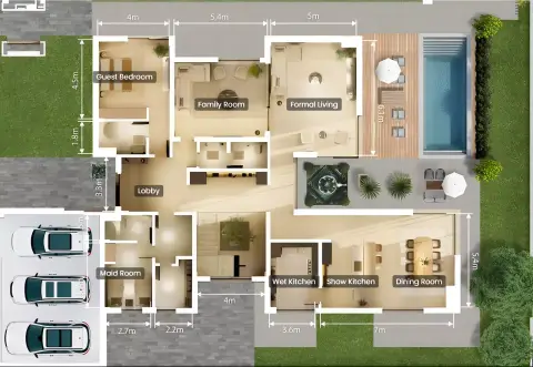 Plattegrond van 5 slaapkamers in Milon at Athlon