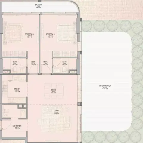 Plattegrond van 2 slaapkamers in The Grandala