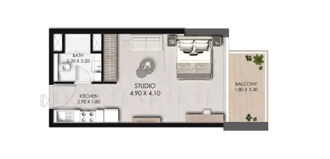 Plattegrond van Studio in Fairway Residences