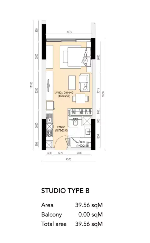 Plattegrond van Studio in Imperial Residence