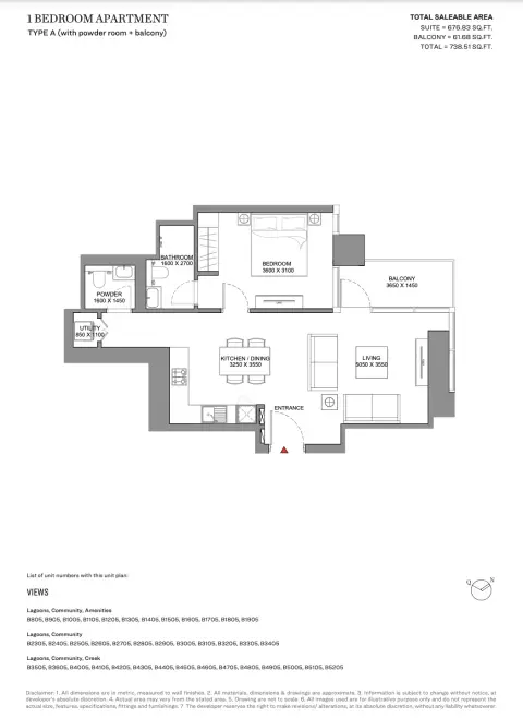 Plattegrond van 1 slaapkamer in Skyscape Avenue