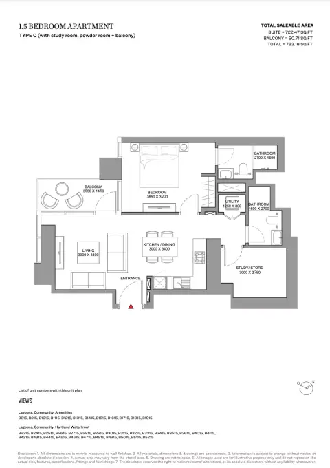 Plattegrond van 2 slaapkamers in Skyscape Avenue