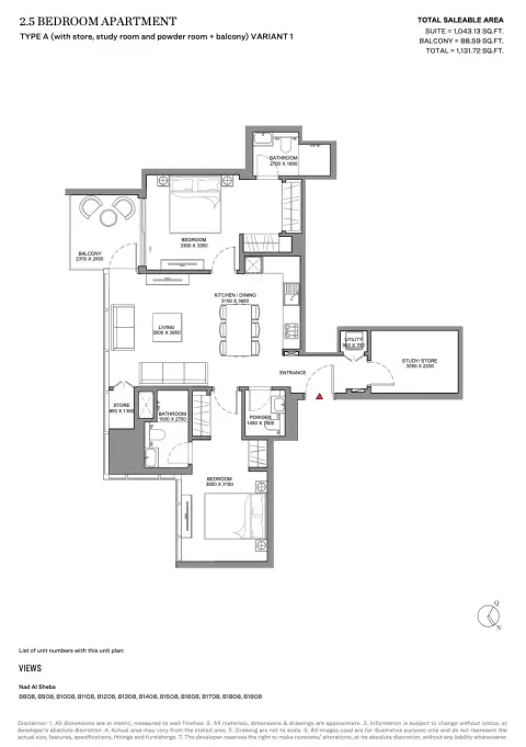 Plattegrond van 3 slaapkamers in Skyscape Avenue