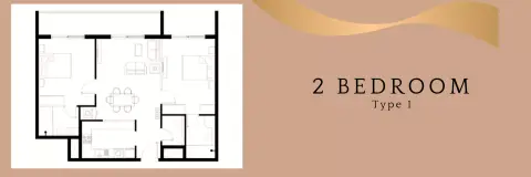 Plattegrond van 2 slaapkamers in 4B Living Dubai
