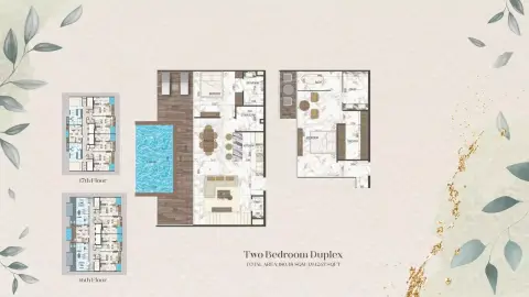 Plattegrond van 2 slaapkamers in Sky Living