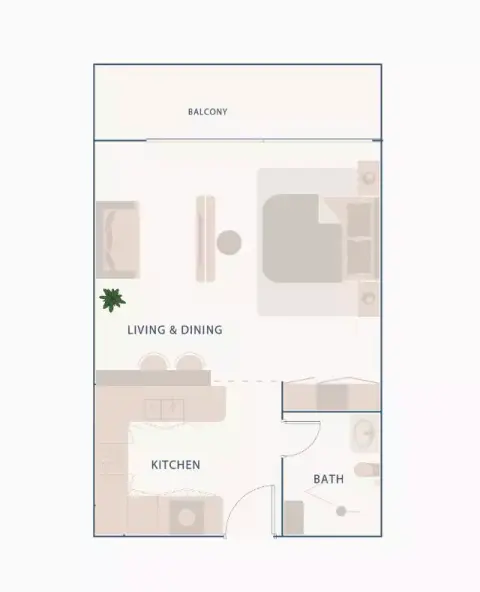 Plattegrond van Studio in Beach Walk
