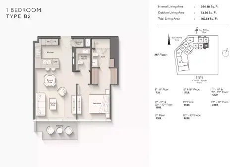 Plattegrond van 1 slaapkamer in Ellington Claydon House