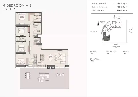 Plattegrond van 4 slaapkamers in Ellington Claydon House
