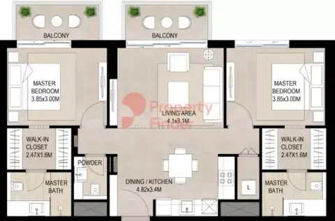Plattegrond van 2 slaapkamers in Grove on the Park