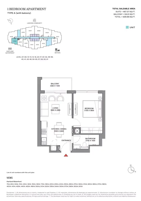 Plattegrond van 1 slaapkamer in 350 Riverside Crescent