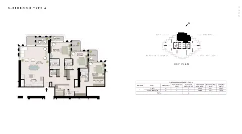 Plattegrond van 3 slaapkamers in One B Tower