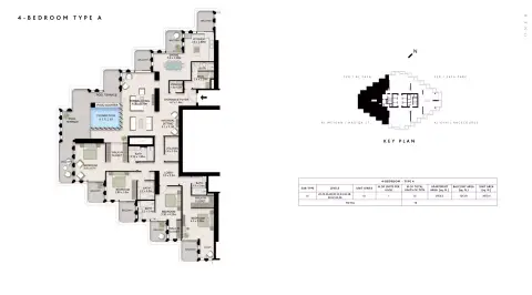 Plattegrond van 4 slaapkamers in One B Tower