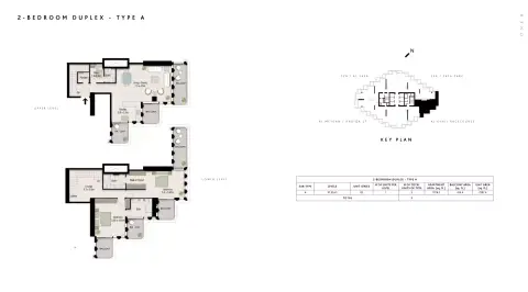 Plattegrond van 2 slaapkamers in One B Tower