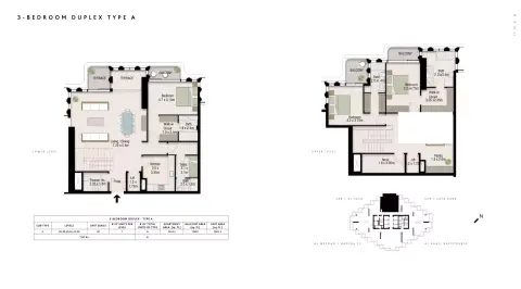 Plattegrond van 3 slaapkamers in One B Tower