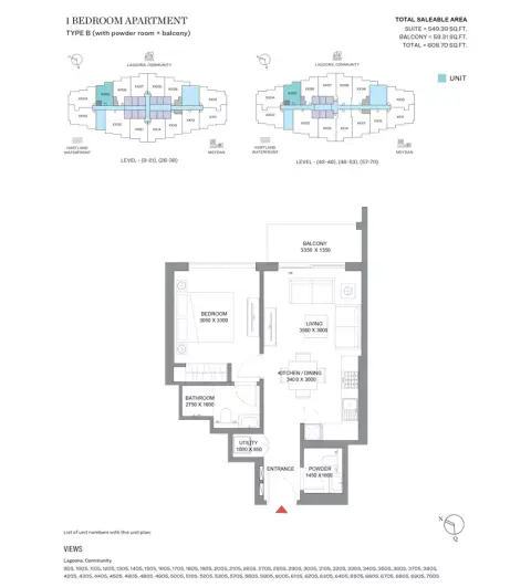 Plattegrond van 1 slaapkamer in 360 Riverside Crescent