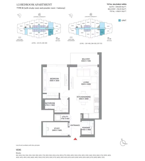 Plattegrond van 2 slaapkamers in 360 Riverside Crescent
