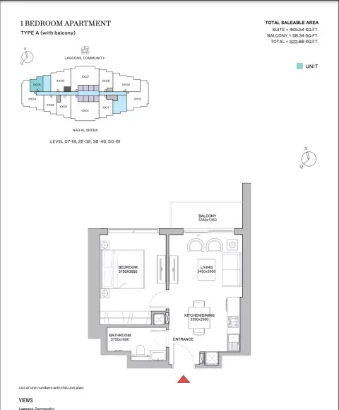 Plattegrond van 1 slaapkamer in 320 Riverside Crescent