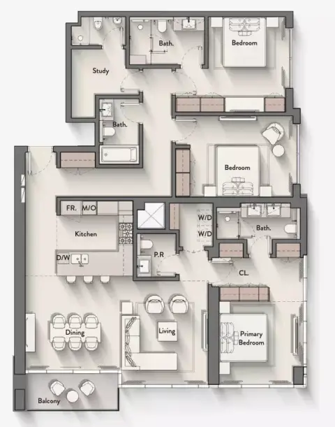 Plattegrond van 3 slaapkamers in Hillmont Residences