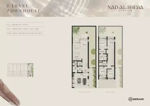 Plattegrond van 3 slaapkamers in Nad Al Sheba Gardens Phase 5 By Meraas