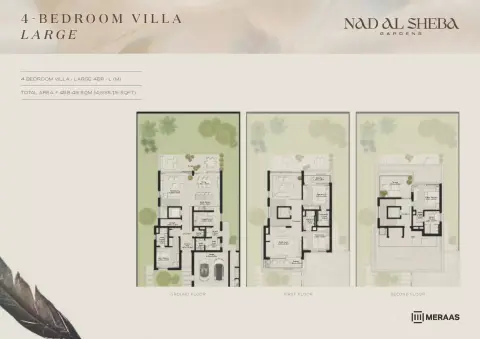 Plattegrond van 4 slaapkamers in Nad Al Sheba Gardens Phase 5 By Meraas