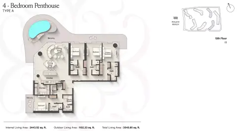 Plattegrond van 4 slaapkamers in Meriva Gardens