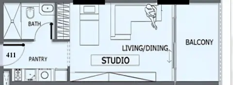 Plattegrond van Studio in Avelon Boulevard