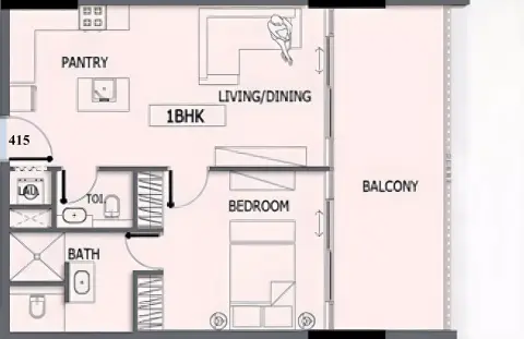 Plattegrond van 1 slaapkamer in Avelon Boulevard