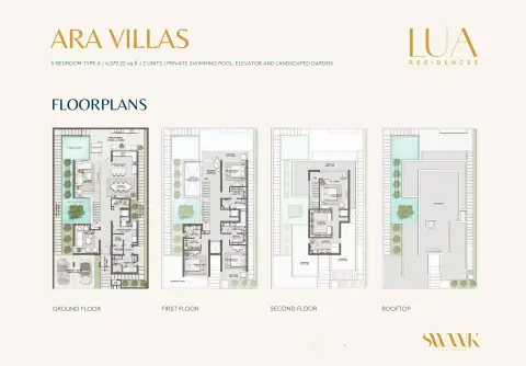 Plattegrond van 5 slaapkamers in Lua Residences