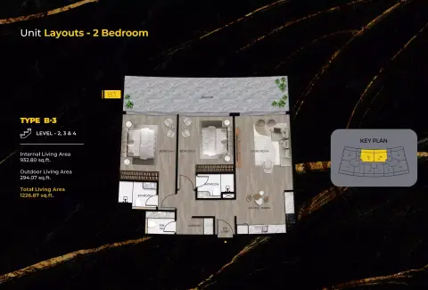 Plattegrond van 2 slaapkamers in Lincoln Star Residence