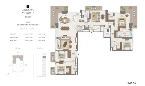 Plattegrond van 4 slaapkamers in Address Residences Zabeel