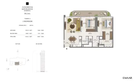 Plattegrond van 2 slaapkamers in Address Residences Zabeel
