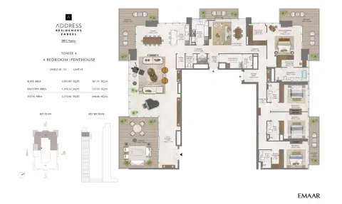 Plattegrond van 4 slaapkamers in Address Residences Zabeel