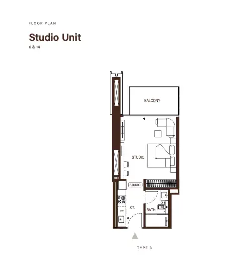 Plattegrond van Studio in Binghatti Apex
