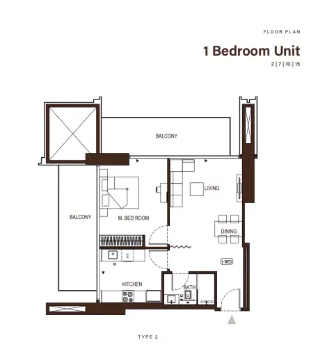 Plattegrond van 1 slaapkamer in Binghatti Apex