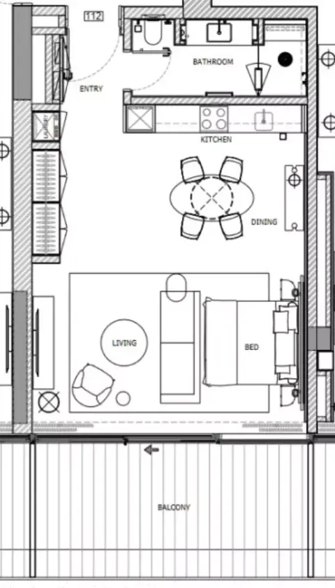 Plattegrond van 1 slaapkamer in Seacliff