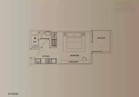 Plattegrond van Studio in Beverly Gardens