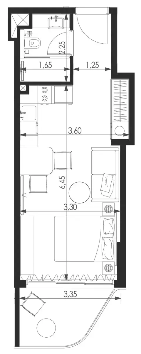 Plattegrond van Studio in Vitality Residence