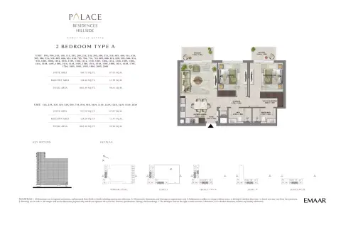Plattegrond van 2 slaapkamers in Palace Residences Dubai Hills